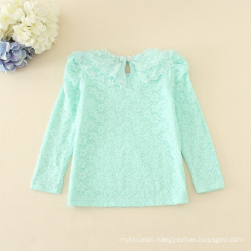 long sleeve t-shirts mint colour warm clothes winter undershirts gilrs baby lace appliqued T-shirts wholesale retail price